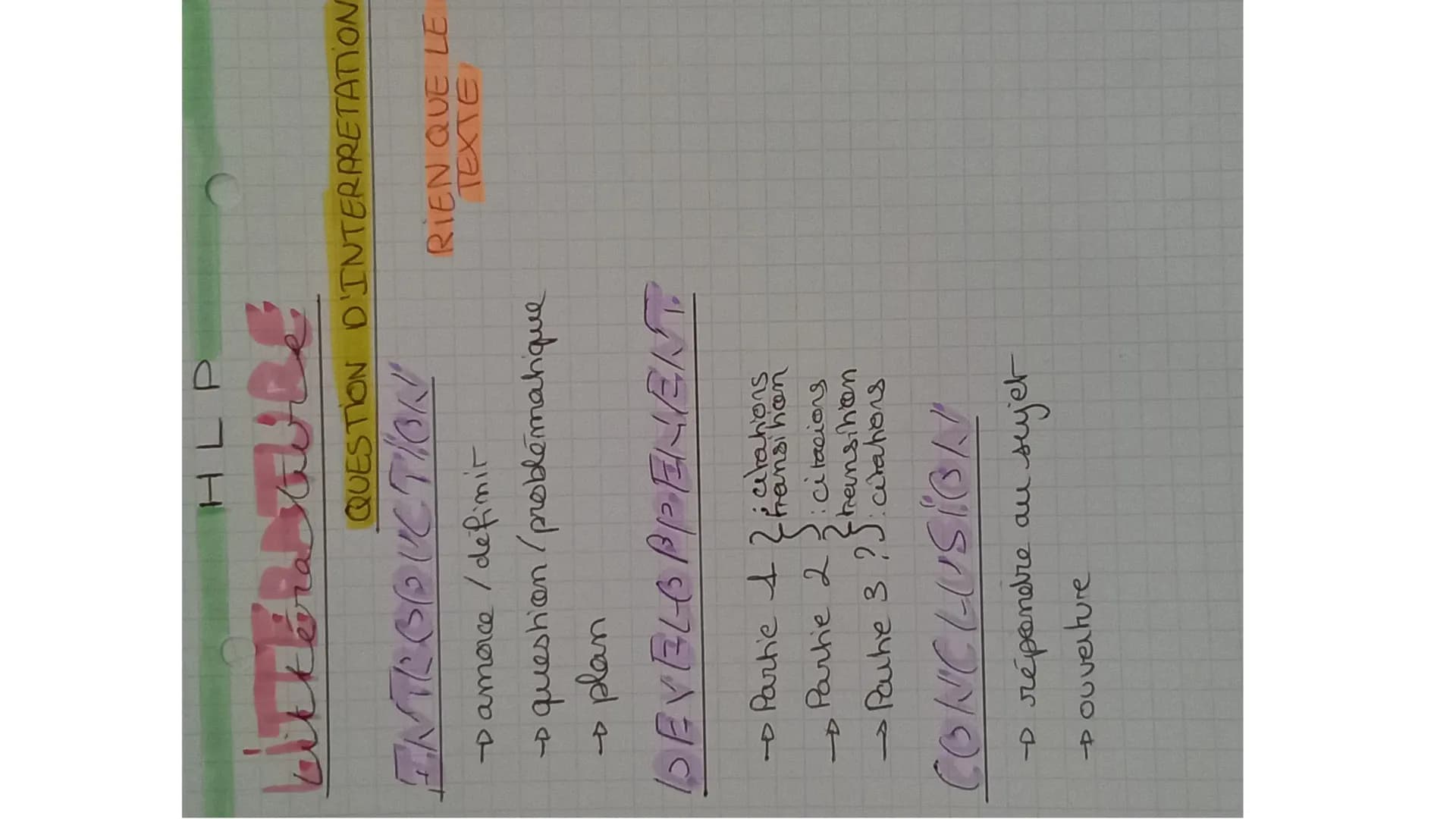 HLP
HERSTULE
plan
QUESTION D'INTERPRETATION
INTRODUCTION
Damorce / definir
- question/problématique
DEVELOPPENENT
1
- Partic & 2 ctations
fr