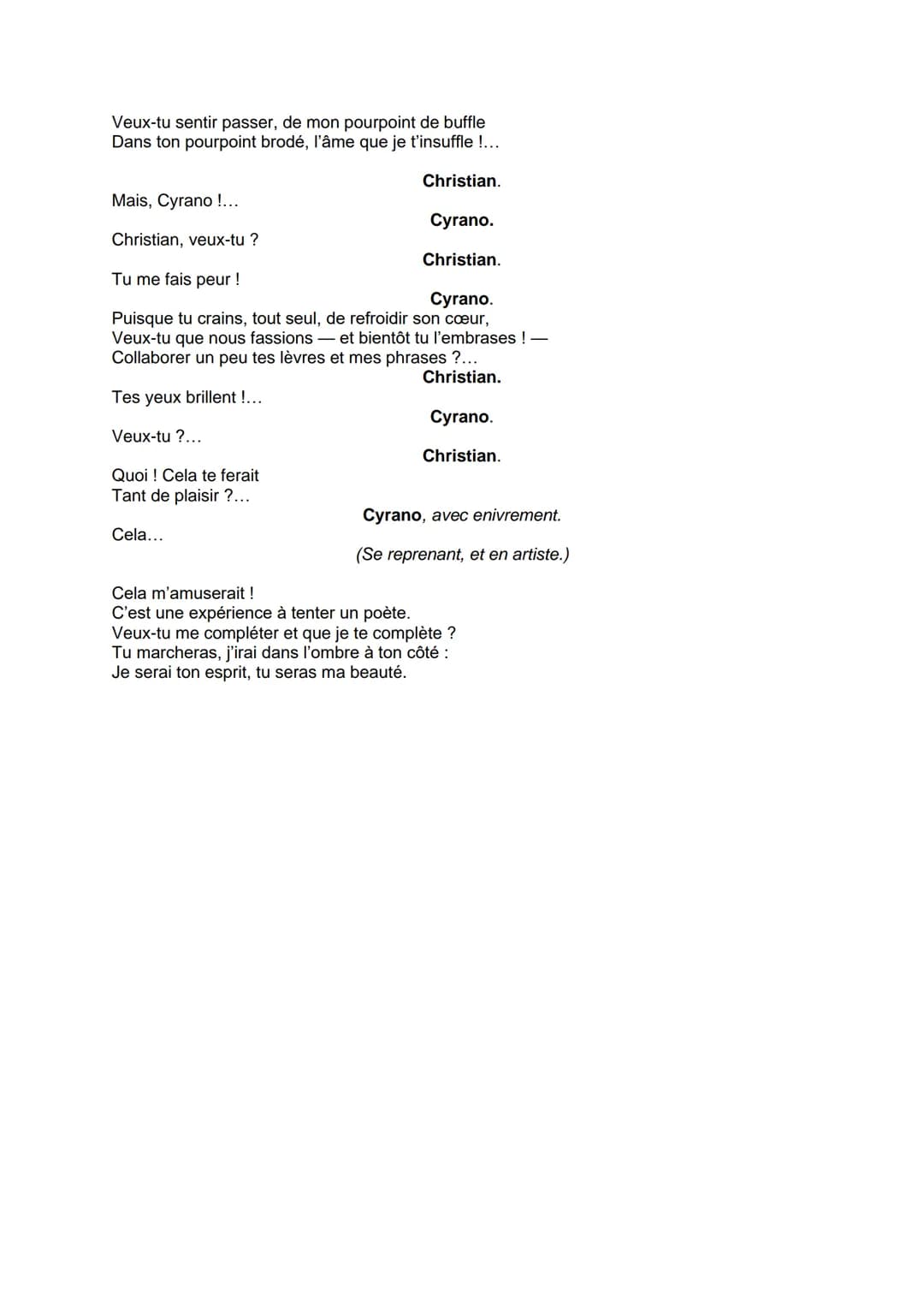 Objet d'étude n°2 : Théâtre du XVIIe au XXIe siècle
Cyrano de Bergerac, Edmond Rostand (1897)
Lecture linéaire: Acte II scène 10
Poète plein