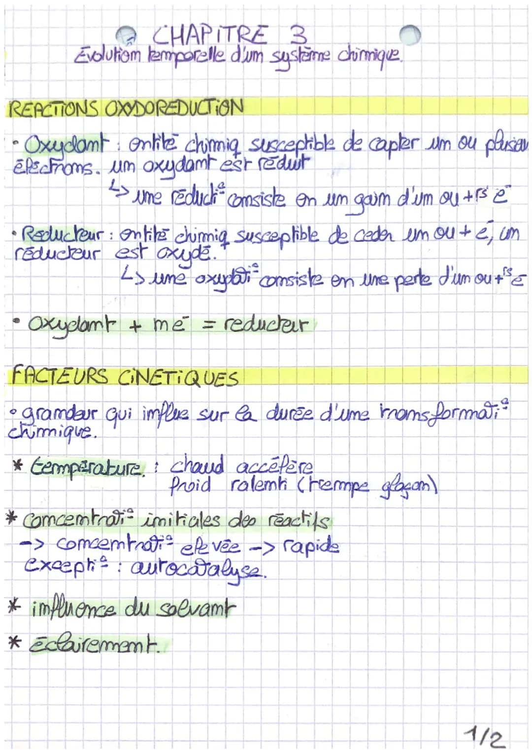 @CHAPITRE 3
Evolution temporelle d'un système chimique.
REACTIONS OXYDOREDUCTION
• Oxyclant entite chimiq susceptible de capter un ou plusie