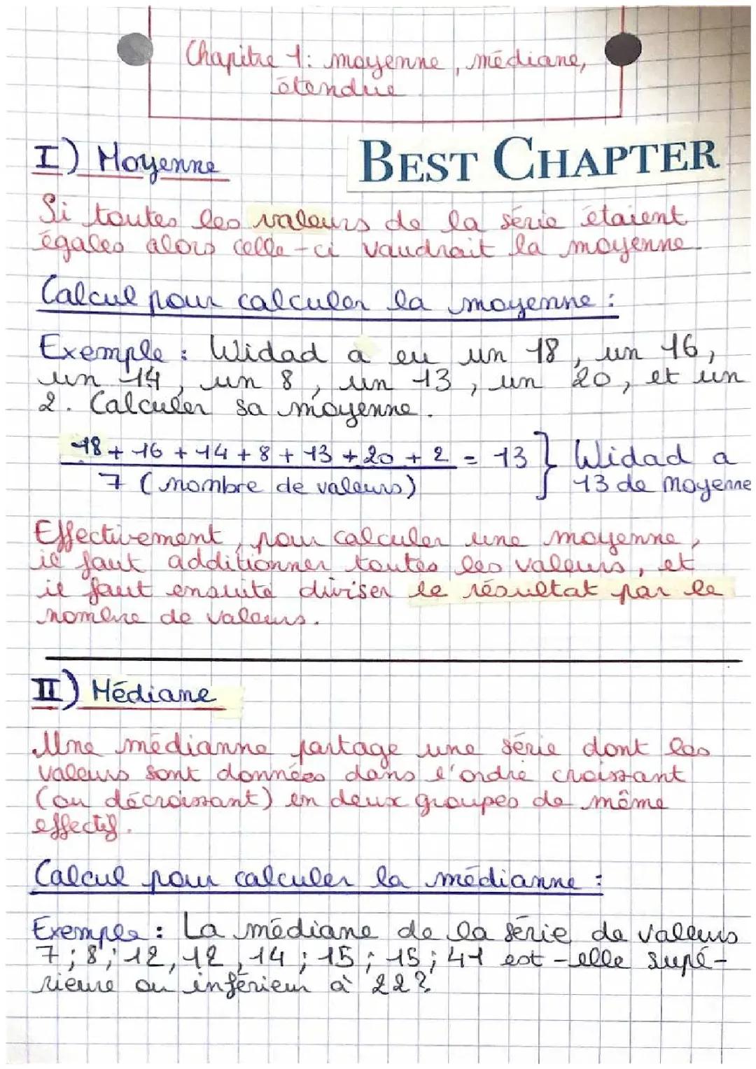 Apprends à calculer la moyenne, la médiane et l'étendue des valeurs !