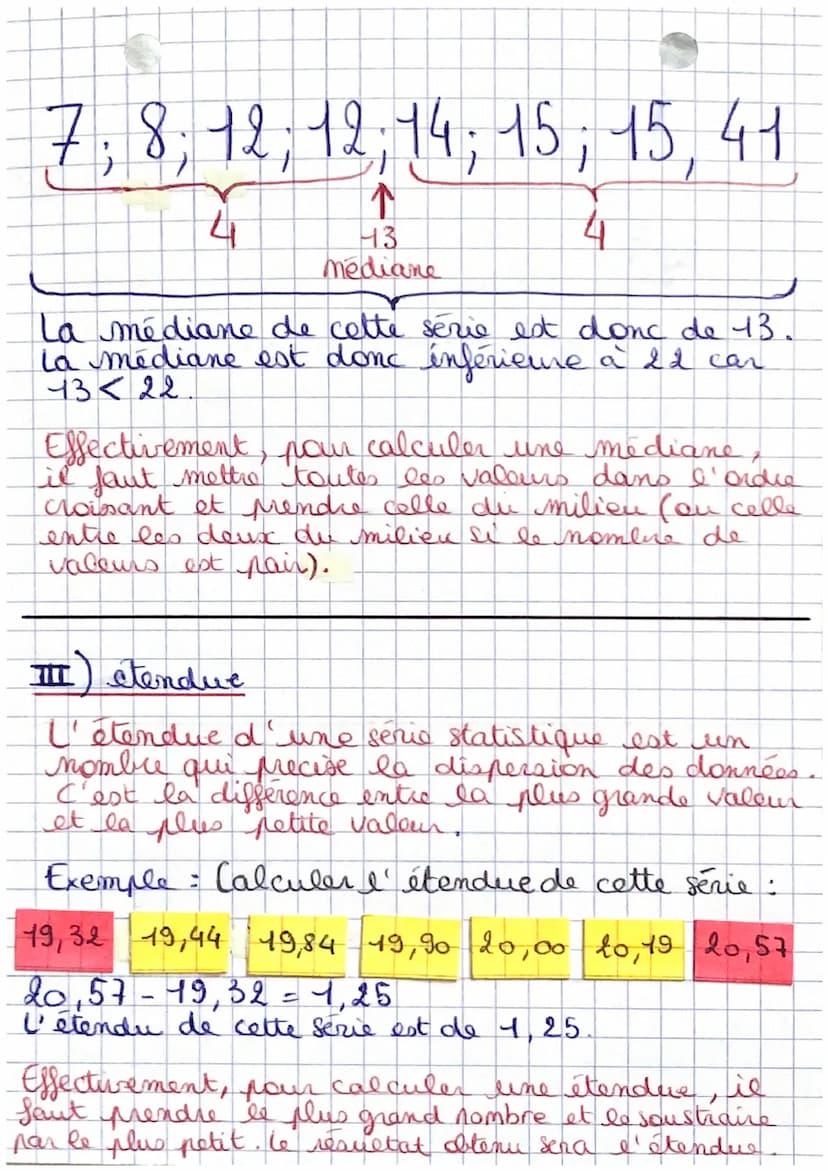 Chapitre 1: mayenne, médiane,
Tétendre
I) Moyenne
BEST CHAPTER
Si toutes les valeurs de la série étaient
égales alors celle-ci vaudrait la m
