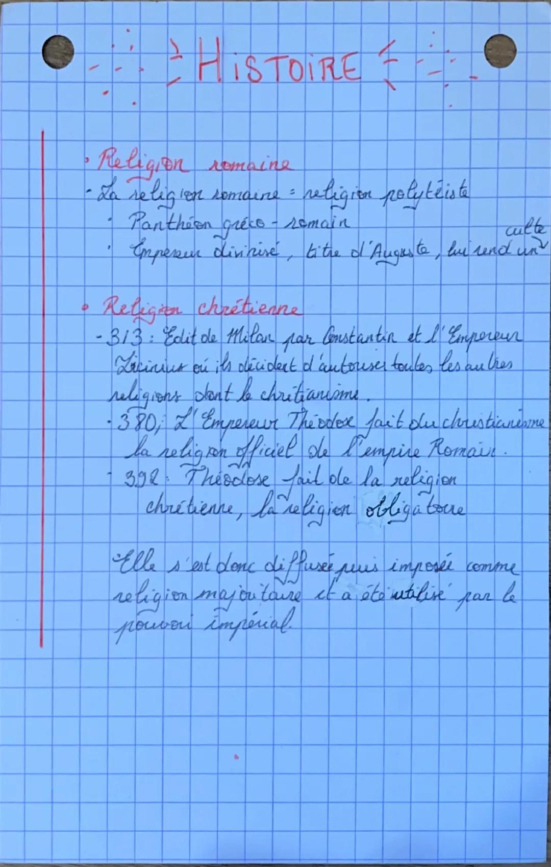 --- OCR Start ---
HISTOIRE
Qu'est-ce que l'Empire romain.
- ensemble de terribovie conquis et olominés par
Rome autour de bassin Méditerrané