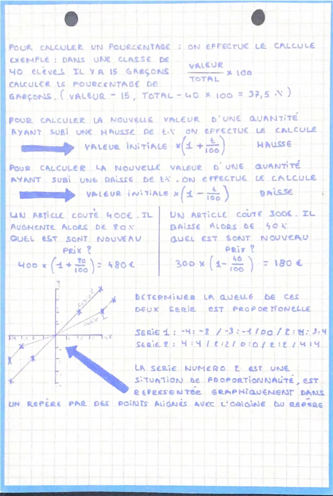 CHAPITRE 1: PROPORTIONNALI-
TE ET POURCENTAGE _ MATHS
DEFINITION: DEUX SERIE DE NOMBRE SONT PROPORTIONELLE
SI ON PASSE DES NOMBRES DE LA PRE