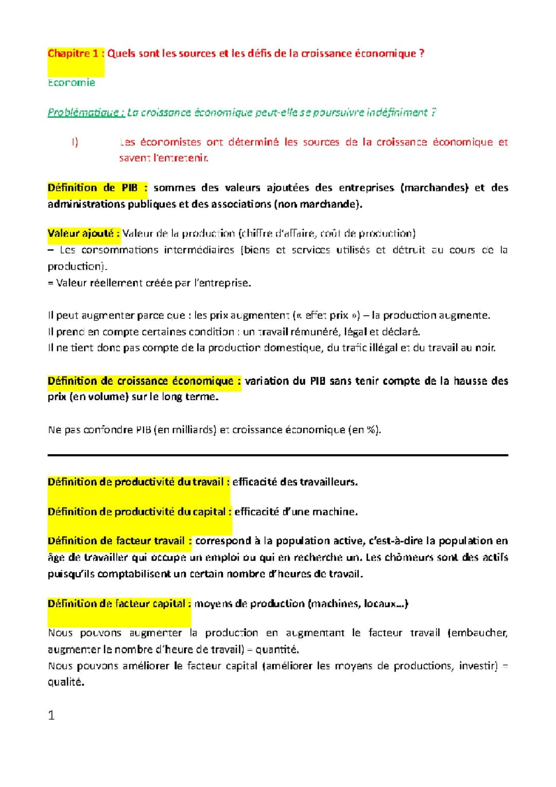 Les Facteurs de la Croissance Économique : PDF, Cours et Résumés pour les Élèves
