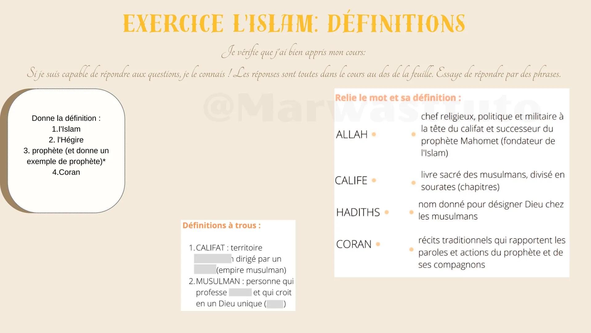 G
Les débuts de l'Islam
du VIIe s. au IXe s.
Presented Marwastuto
Eu
ris
Esas Prophète: homme chargé par dieu pour transmettre ses paroles
A