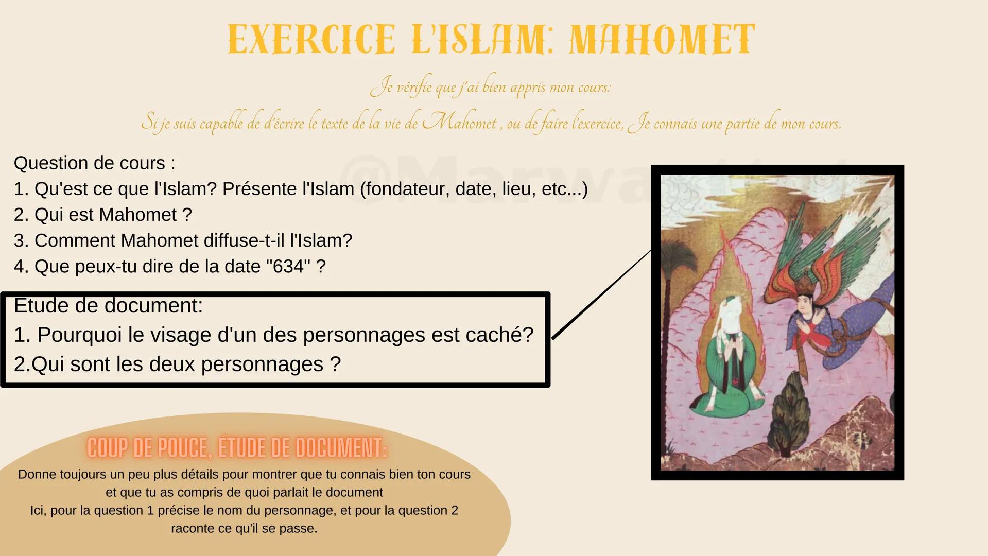 G
Les débuts de l'Islam
du VIIe s. au IXe s.
Presented Marwastuto
Eu
ris
Esas Prophète: homme chargé par dieu pour transmettre ses paroles
A