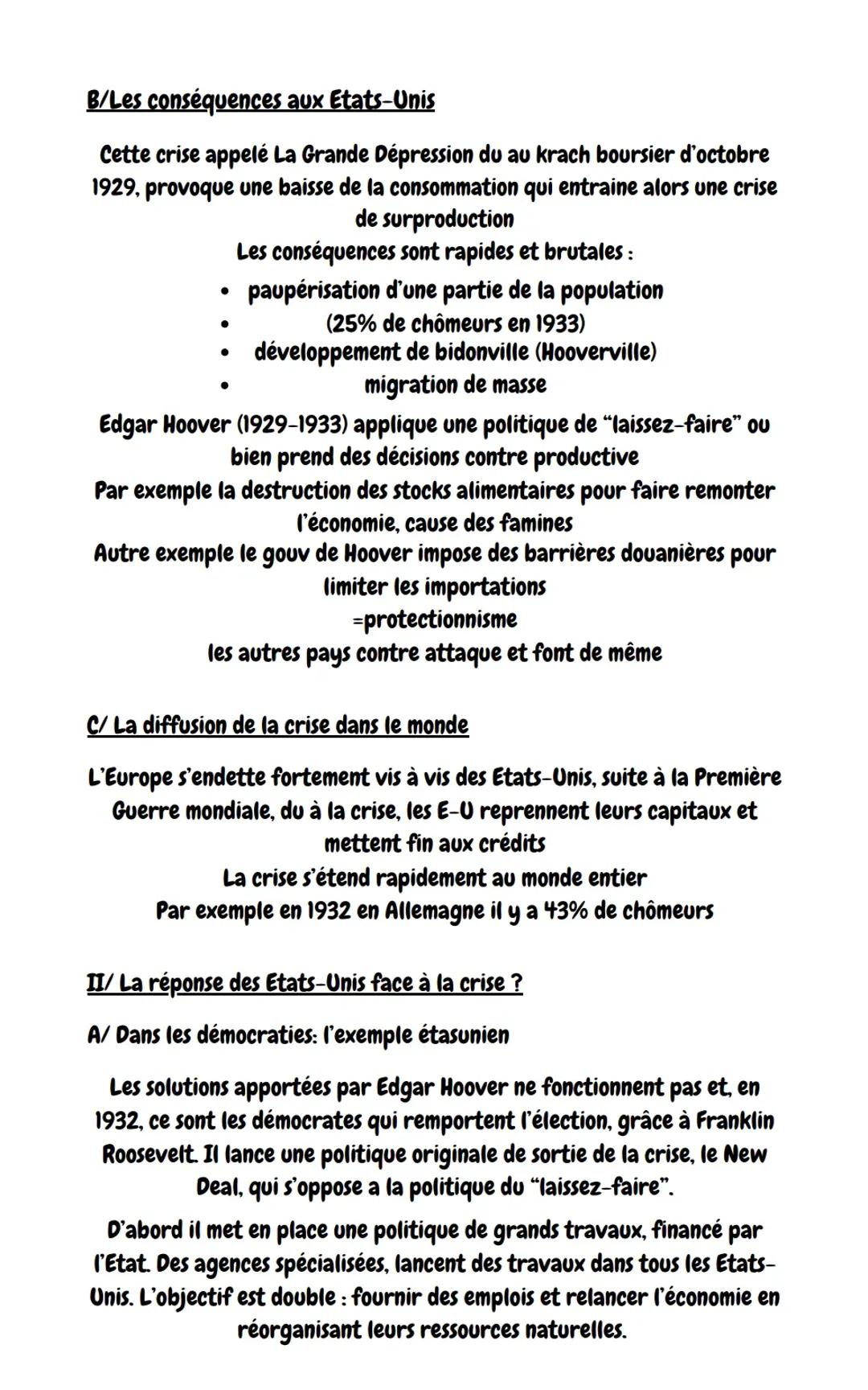 Les conséquences de la crise de 1929
