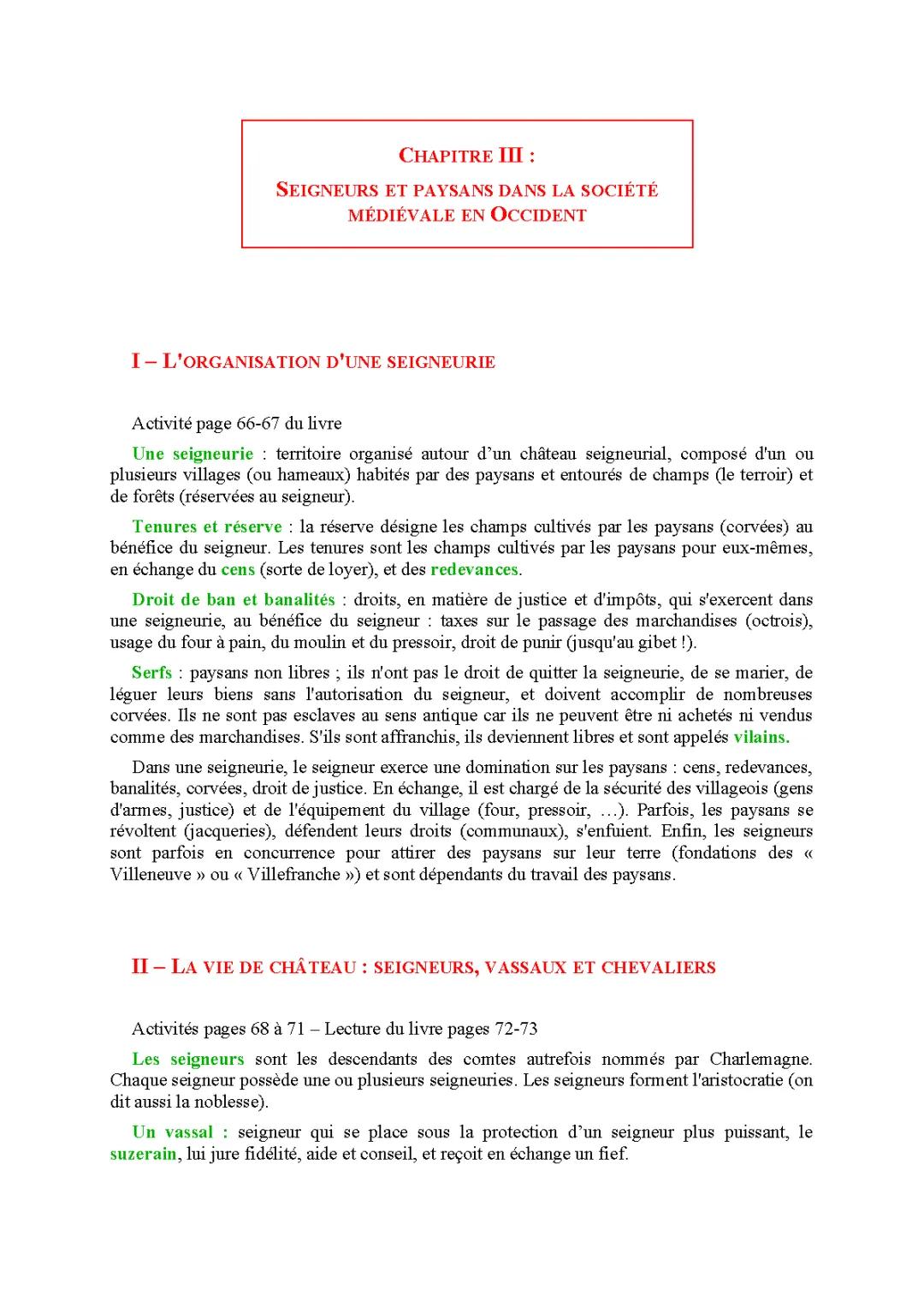 La Seigneurie au Moyen Âge 5ème: Schéma et Définition