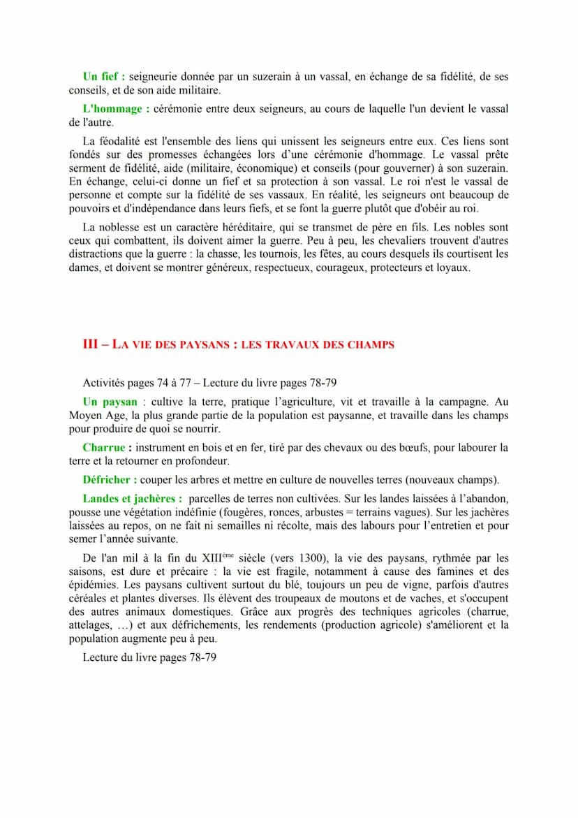 CHAPITRE III :
SEIGNEURS ET PAYSANS DANS LA SOCIÉTÉ
MÉDIÉVALE EN OCCIDENT
I L'ORGANISATION D'UNE SEIGNEURIE
Activité page 66-67 du livre
Une