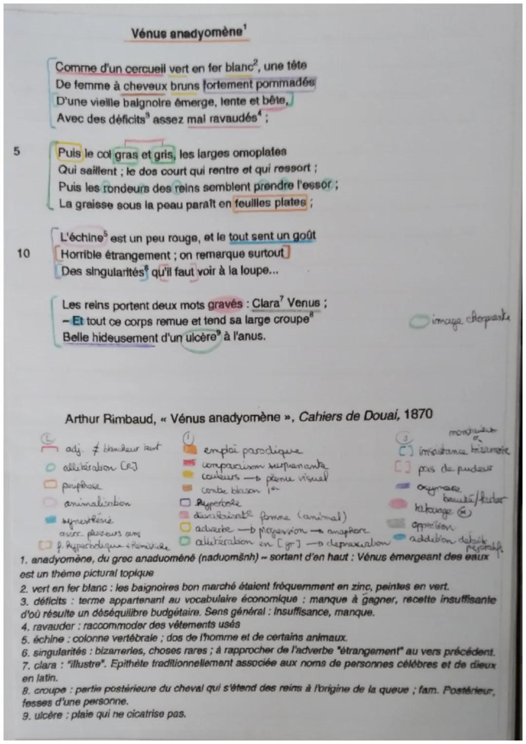 5
10
Vénus
anadyomène¹
Comme d'un cercueil vert en fer blanc², une tête
De femme à cheveux bruns fortement pommades
D'une vieille baignoire 