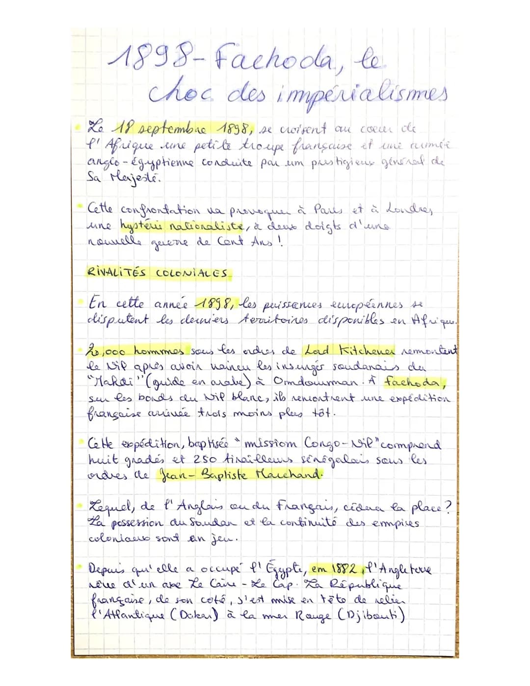 1898-Fachoda, le
choc des impérialismes
coeur de
Le 18 septembre 1898, se croisent au
l''Afrique une petite troupe française et une armée
an