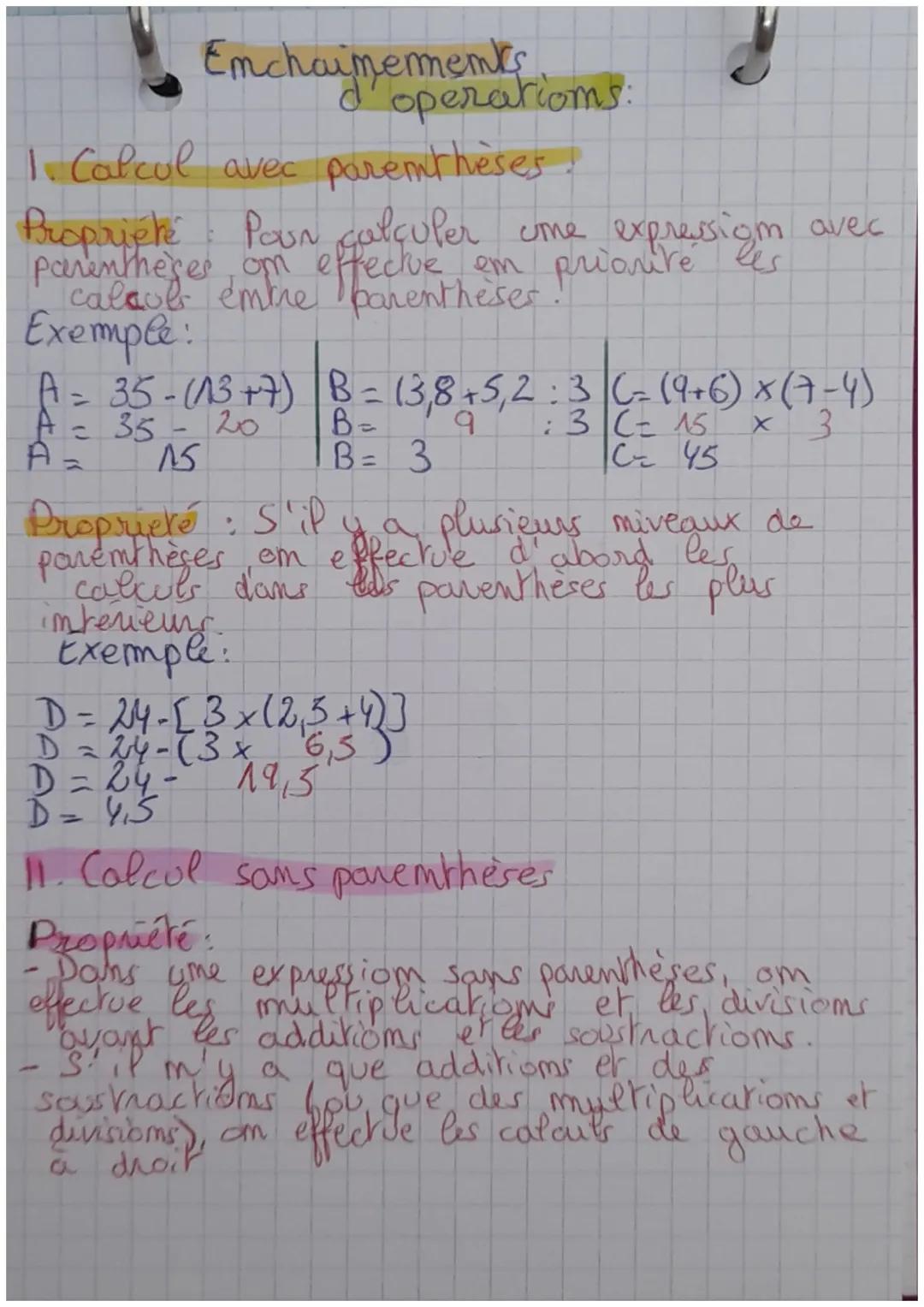 Echainements d'opérations 