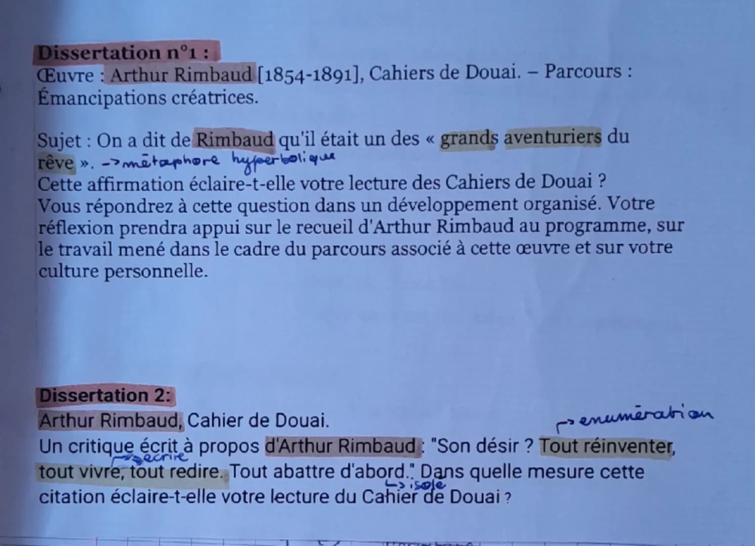 Dissertation 3:
«
Dernière œuvre de Molière, composée à la veille de sa mort en 1673, Le
Malade imaginaire s'impose souvent comme la plus ex