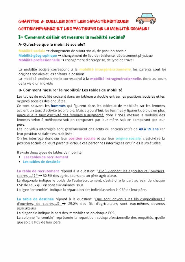 Know  Chapitre: Quelles sont les caractéristiques comptemporaines et les facteurs de la mobilité sociale? thumbnail