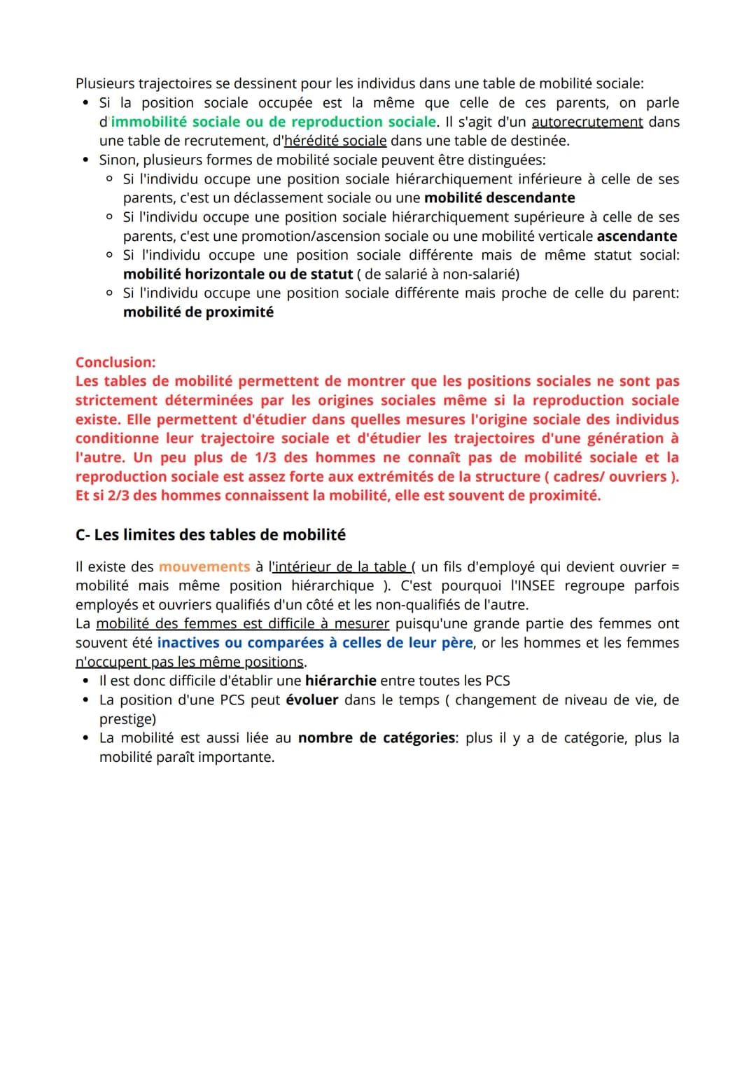 CHAPITRE 6: QUELLES SONT LES CARACTÉRISTIQUES
CONTEMPORAINES ET LES FACTEURS DE LA MOBILITÉ SOCIALE?
I- Comment définir et mesurer la mobili