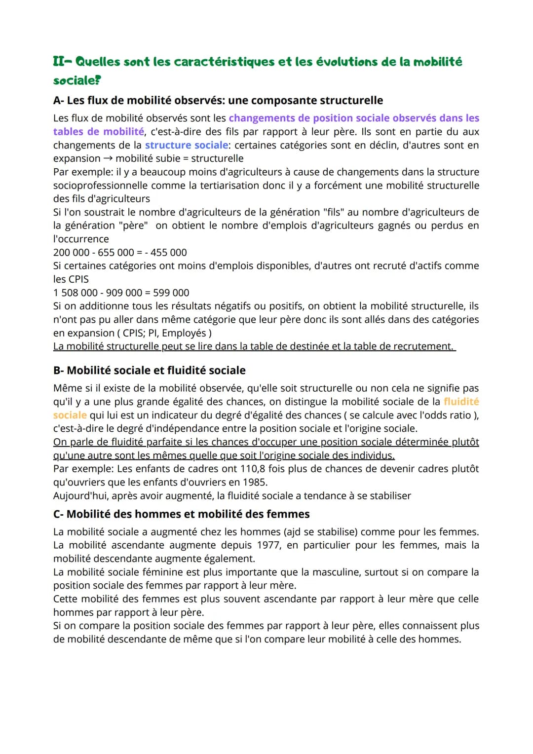 CHAPITRE 6: QUELLES SONT LES CARACTÉRISTIQUES
CONTEMPORAINES ET LES FACTEURS DE LA MOBILITÉ SOCIALE?
I- Comment définir et mesurer la mobili