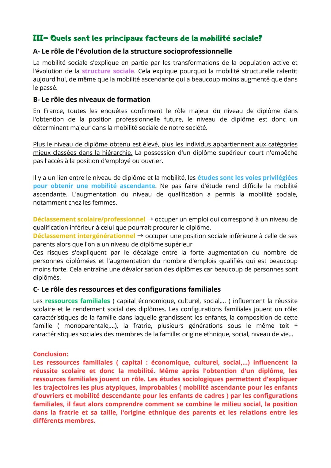 CHAPITRE 6: QUELLES SONT LES CARACTÉRISTIQUES
CONTEMPORAINES ET LES FACTEURS DE LA MOBILITÉ SOCIALE?
I- Comment définir et mesurer la mobili