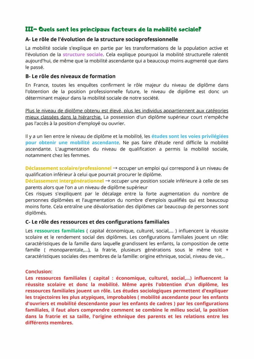 CHAPITRE 6: QUELLES SONT LES CARACTÉRISTIQUES
CONTEMPORAINES ET LES FACTEURS DE LA MOBILITÉ SOCIALE?
I- Comment définir et mesurer la mobili