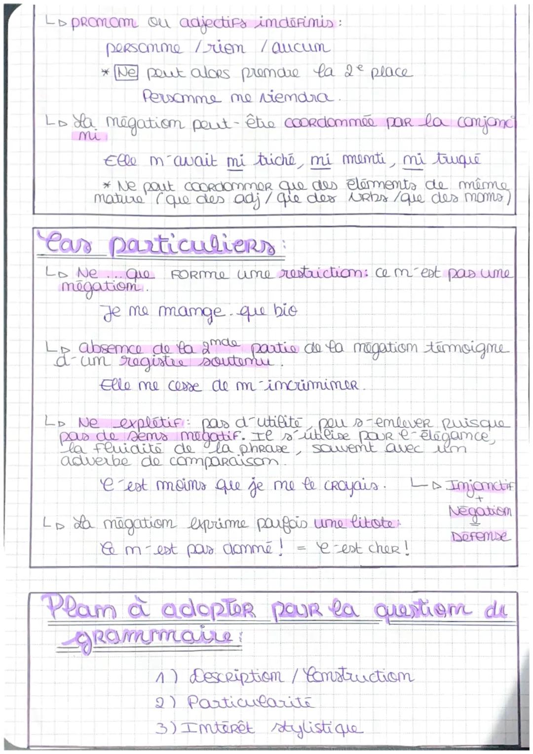 # La mégation

totale: porte sur I ensemble de la phrase et
s'exprime au majon de me... pas ou
me

partielle: porte sur une partie seulement