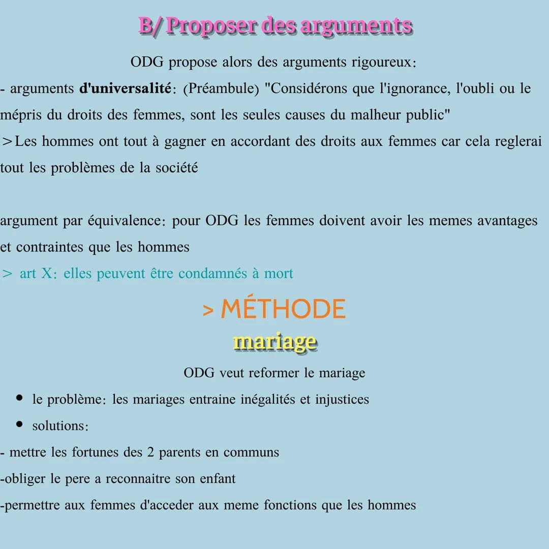 DDFC
Olympe de Gouges Objectif et juridique
Structure 1
> juridique
- prend un texte pour modele et le féminise
- donne un aspect universel

