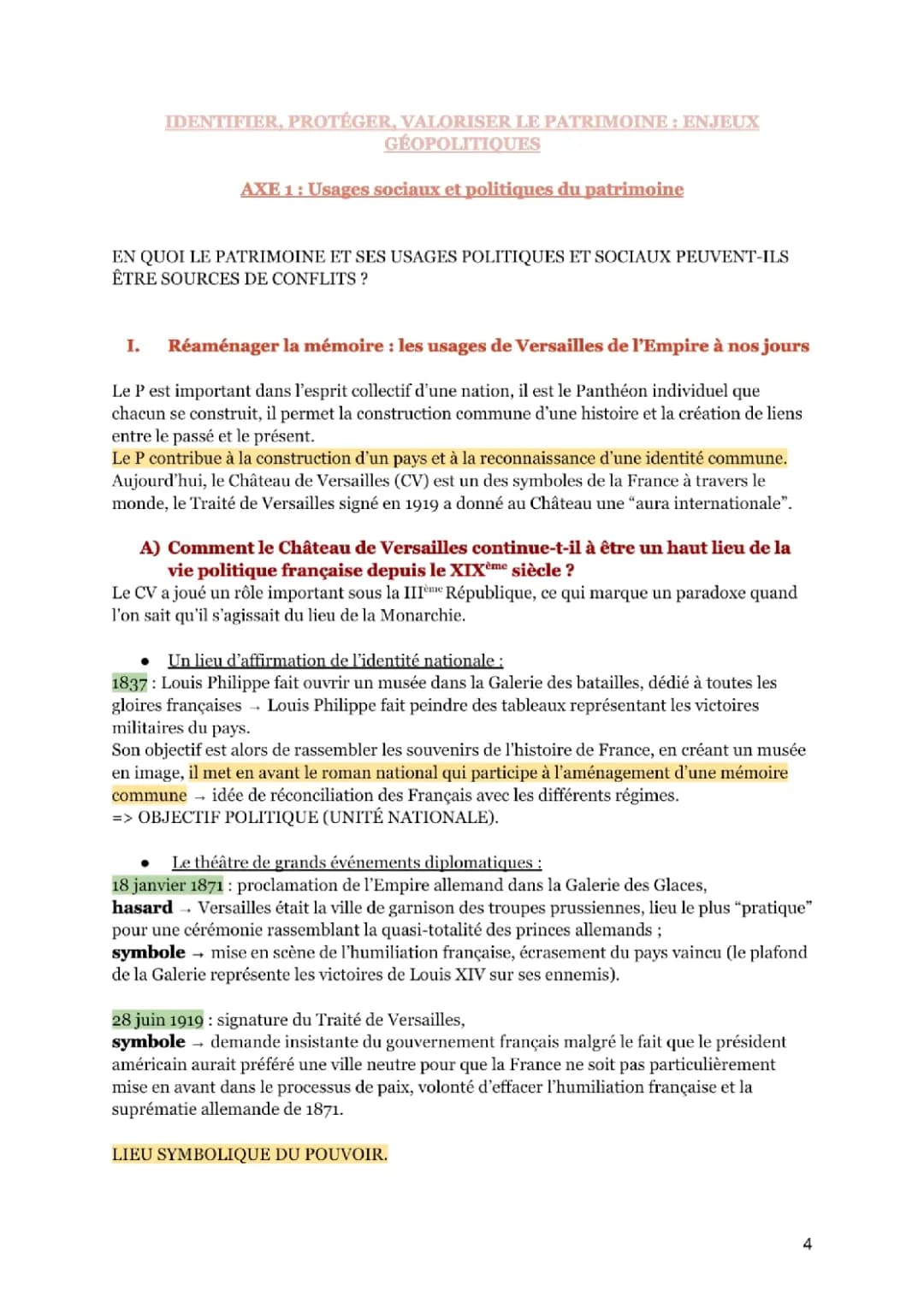 HGGSP - THÈME 4 : PATRIMOINE - AXE 1 : USAGES SOCIAUX ET POLITIQUES DU PATRIMOINE 