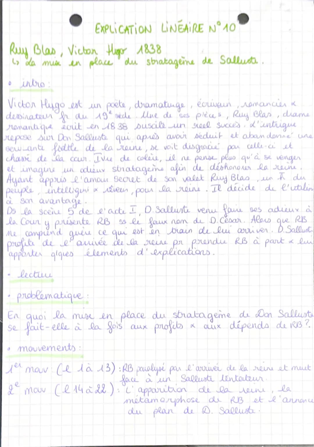 Ruy Blas, Victor Hugo 1838
is La mise en place du stratagème de Salluste.
• intro:
Victor Hugo est un poete, dramatinge, écrivain, romancies