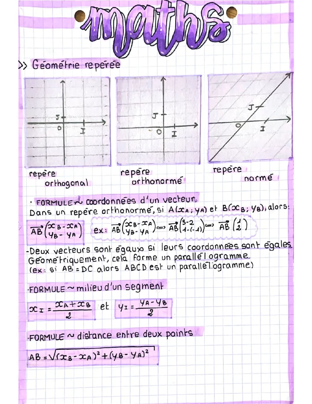 Géométrie repérée 