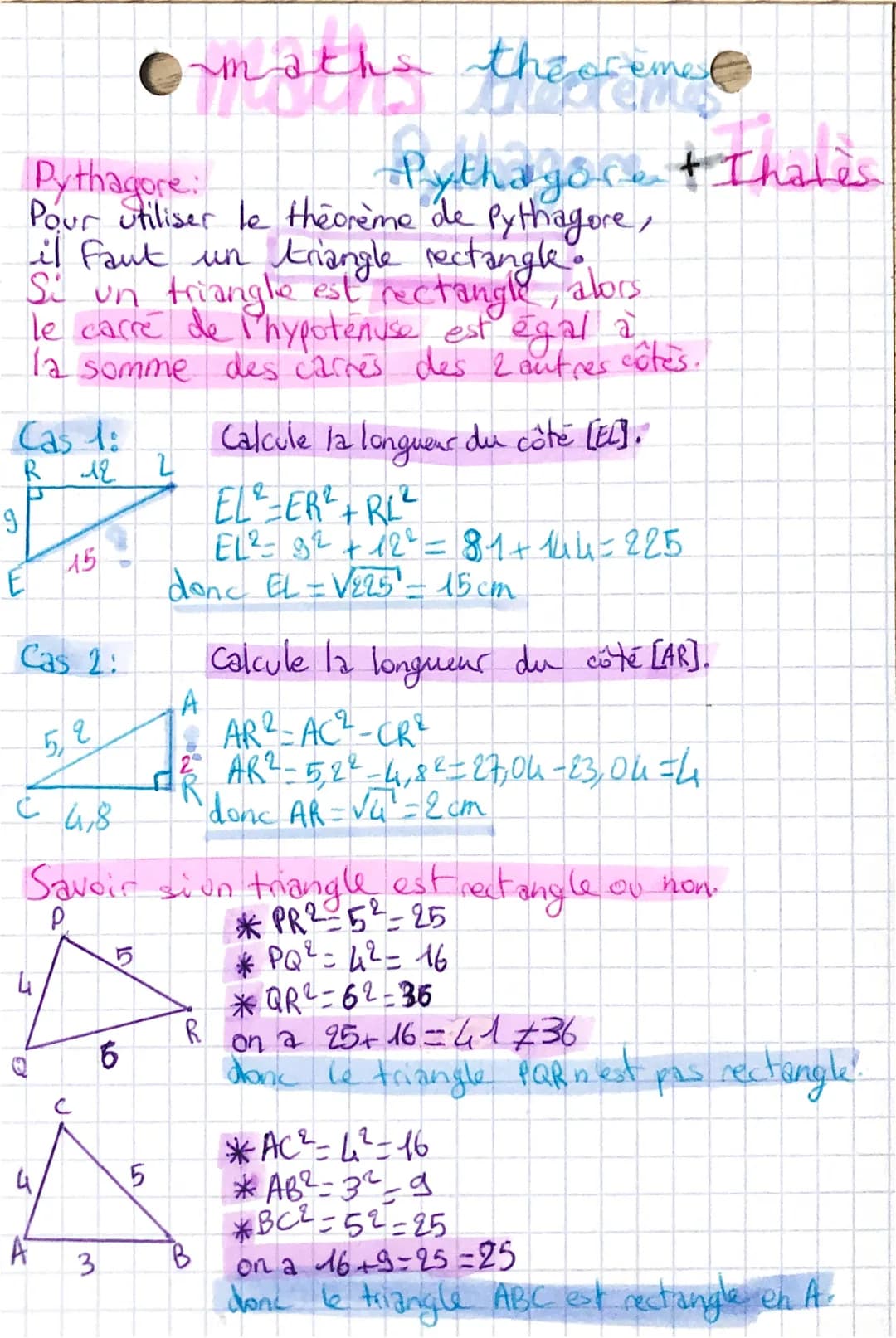 S
Cas 1:
R
12
Pythagore:
Pour utiliser le théorème de Pythagore,
il faut un triangle rectangle.
Si un triangle est rectangle, alors
le carre