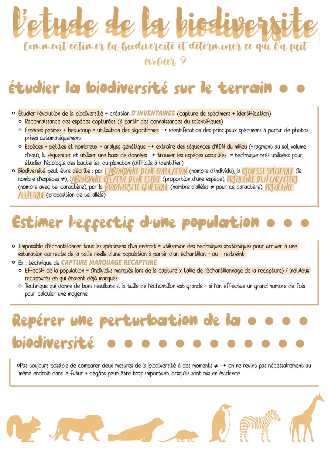 l'etude de la biodiversite
Comment estimer la biodiversité et déterminer ce qui l'a fait
évoluer ?
étudier la biodiversité sur le terrain ● 