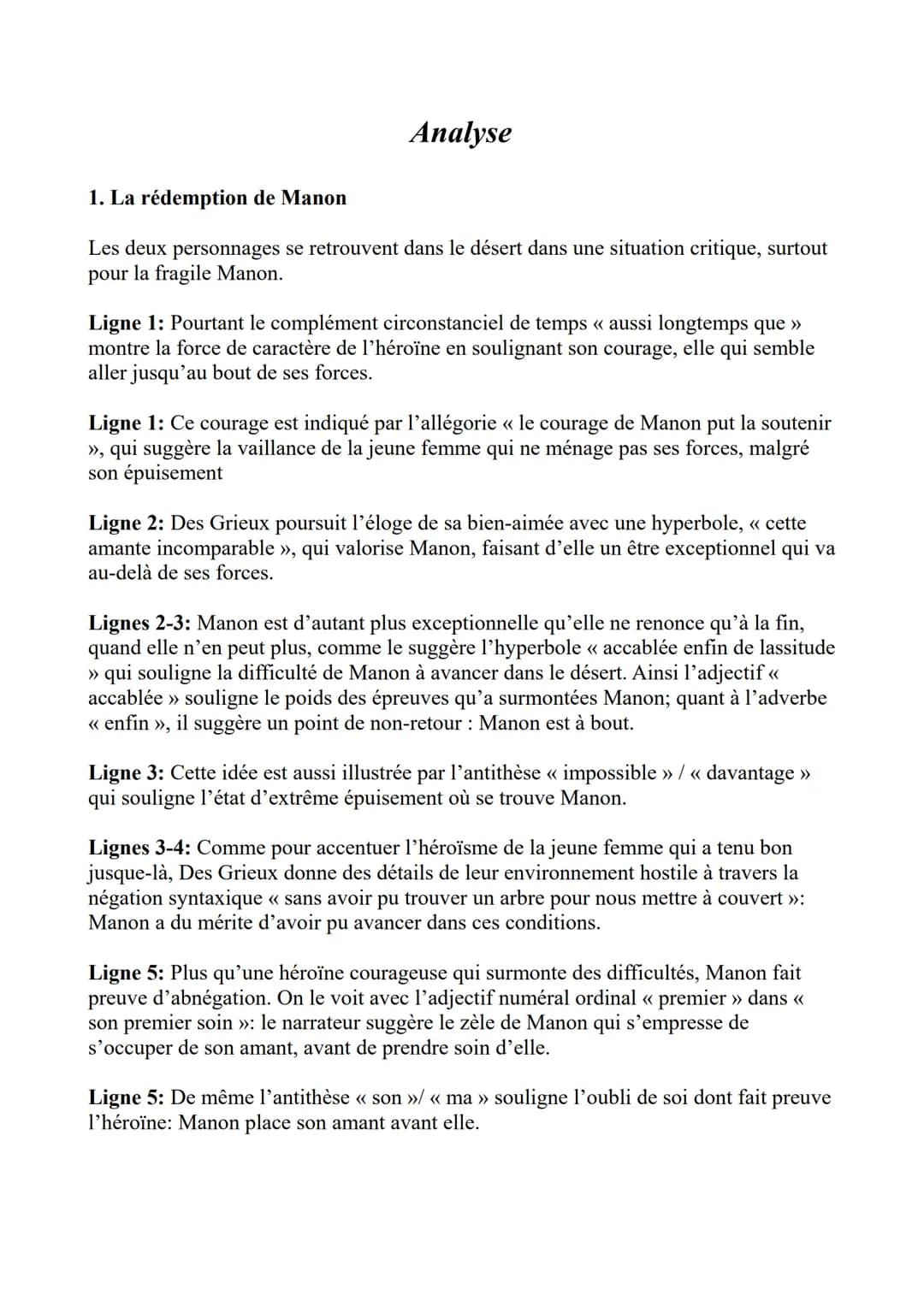 La Mort de Manon
Introduction : L'extrait que vous m'avez
demandé d'analyser est tiré du roman-
mémoires Manon Lescaut de l'abbé
Prévost. L'