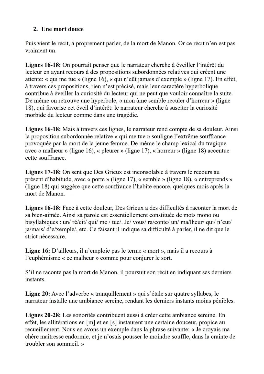 La Mort de Manon
Introduction : L'extrait que vous m'avez
demandé d'analyser est tiré du roman-
mémoires Manon Lescaut de l'abbé
Prévost. L'