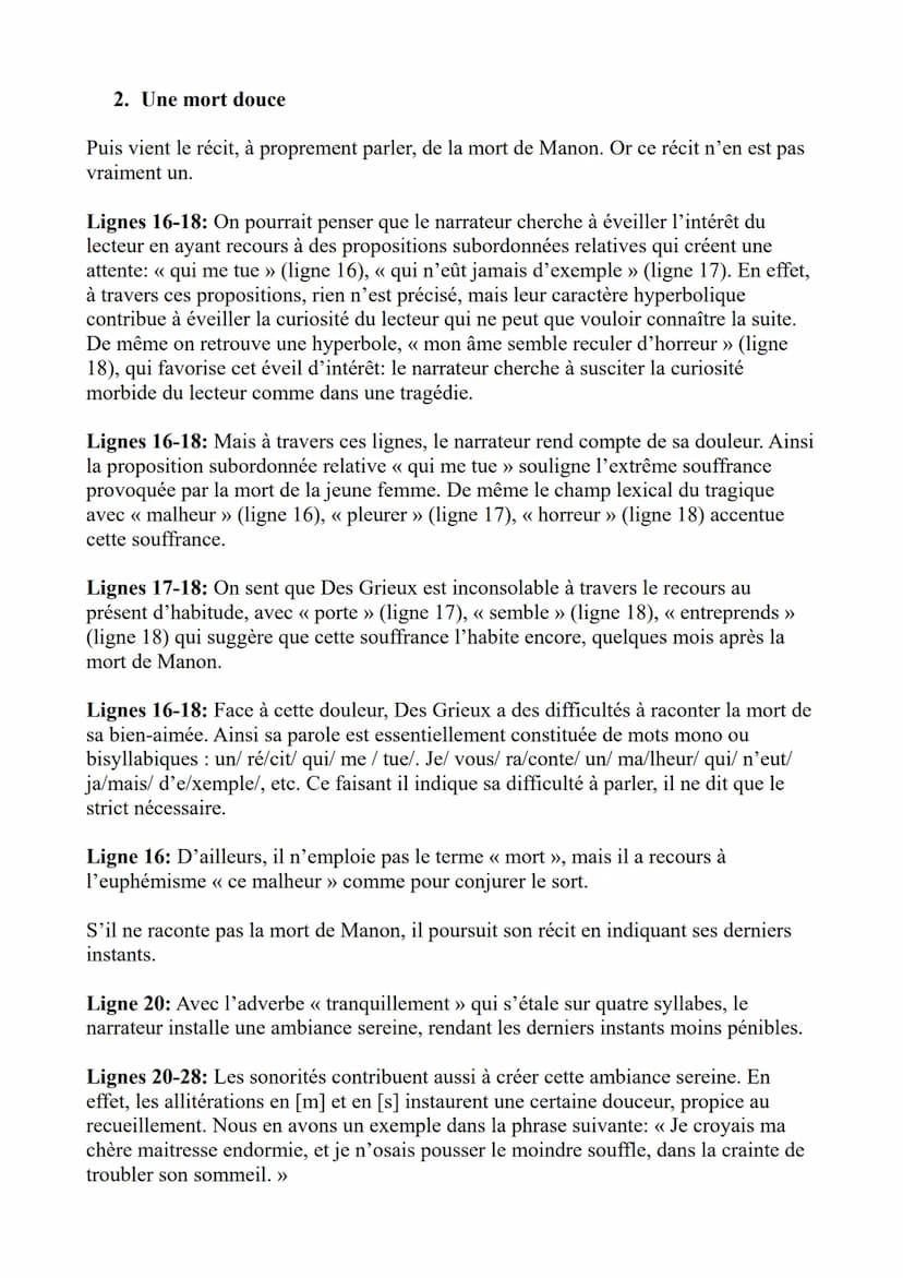 La Mort de Manon
Introduction : L'extrait que vous m'avez
demandé d'analyser est tiré du roman-
mémoires Manon Lescaut de l'abbé
Prévost. L'