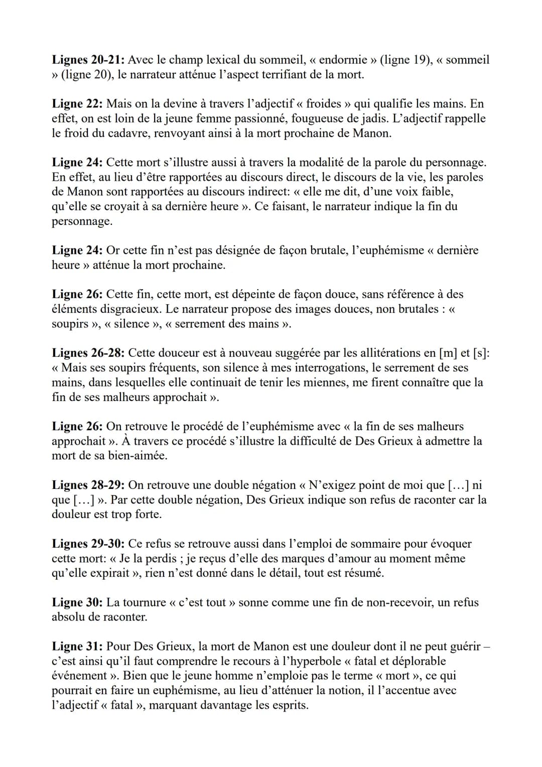 La Mort de Manon
Introduction : L'extrait que vous m'avez
demandé d'analyser est tiré du roman-
mémoires Manon Lescaut de l'abbé
Prévost. L'