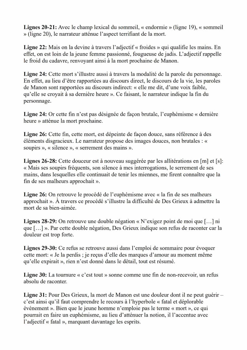 La Mort de Manon
Introduction : L'extrait que vous m'avez
demandé d'analyser est tiré du roman-
mémoires Manon Lescaut de l'abbé
Prévost. L'
