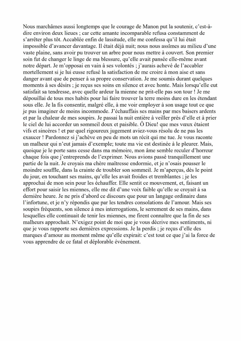 La Mort de Manon
Introduction : L'extrait que vous m'avez
demandé d'analyser est tiré du roman-
mémoires Manon Lescaut de l'abbé
Prévost. L'