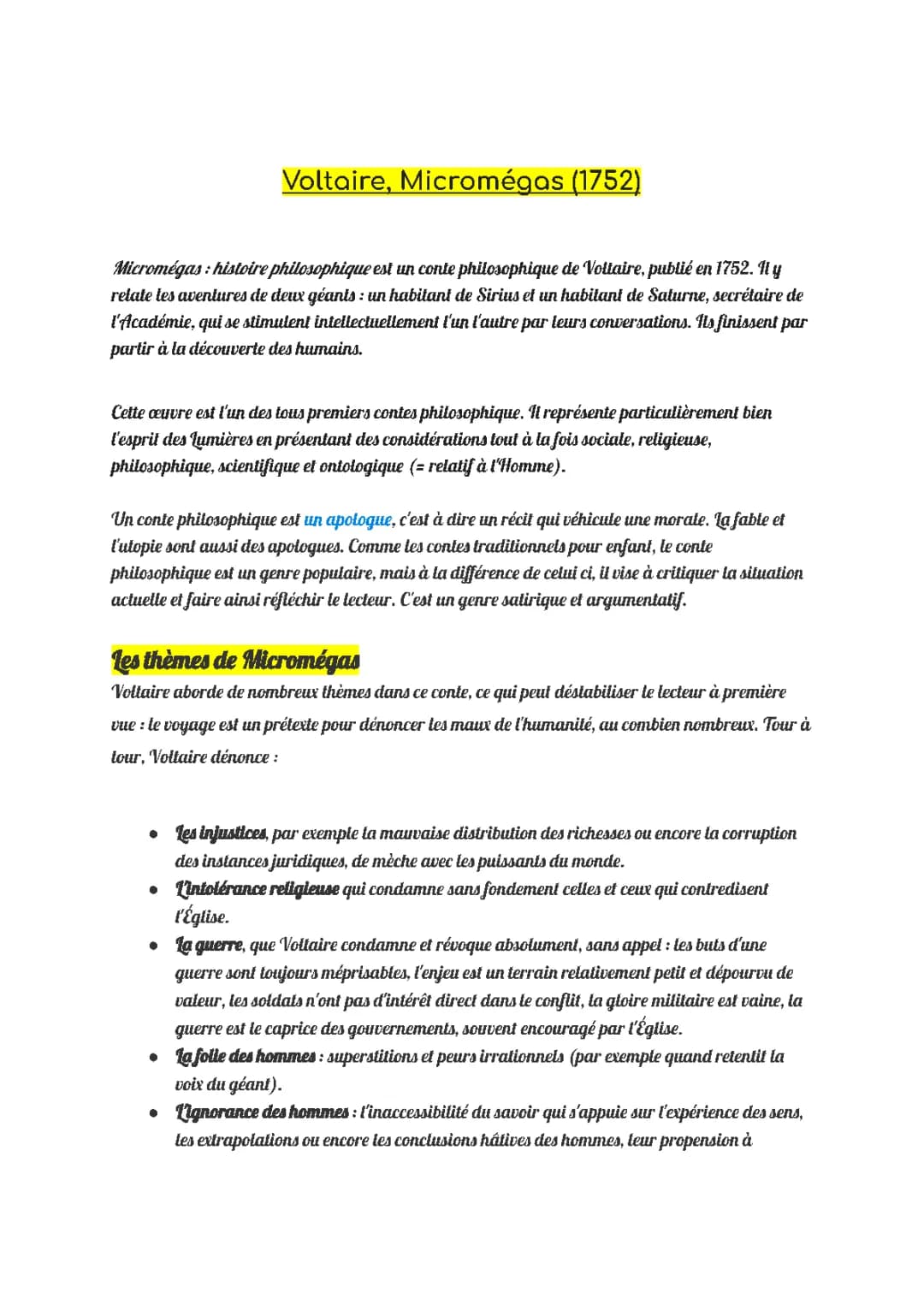 Micromégas: Résumé, Analyse et Personnages principaux