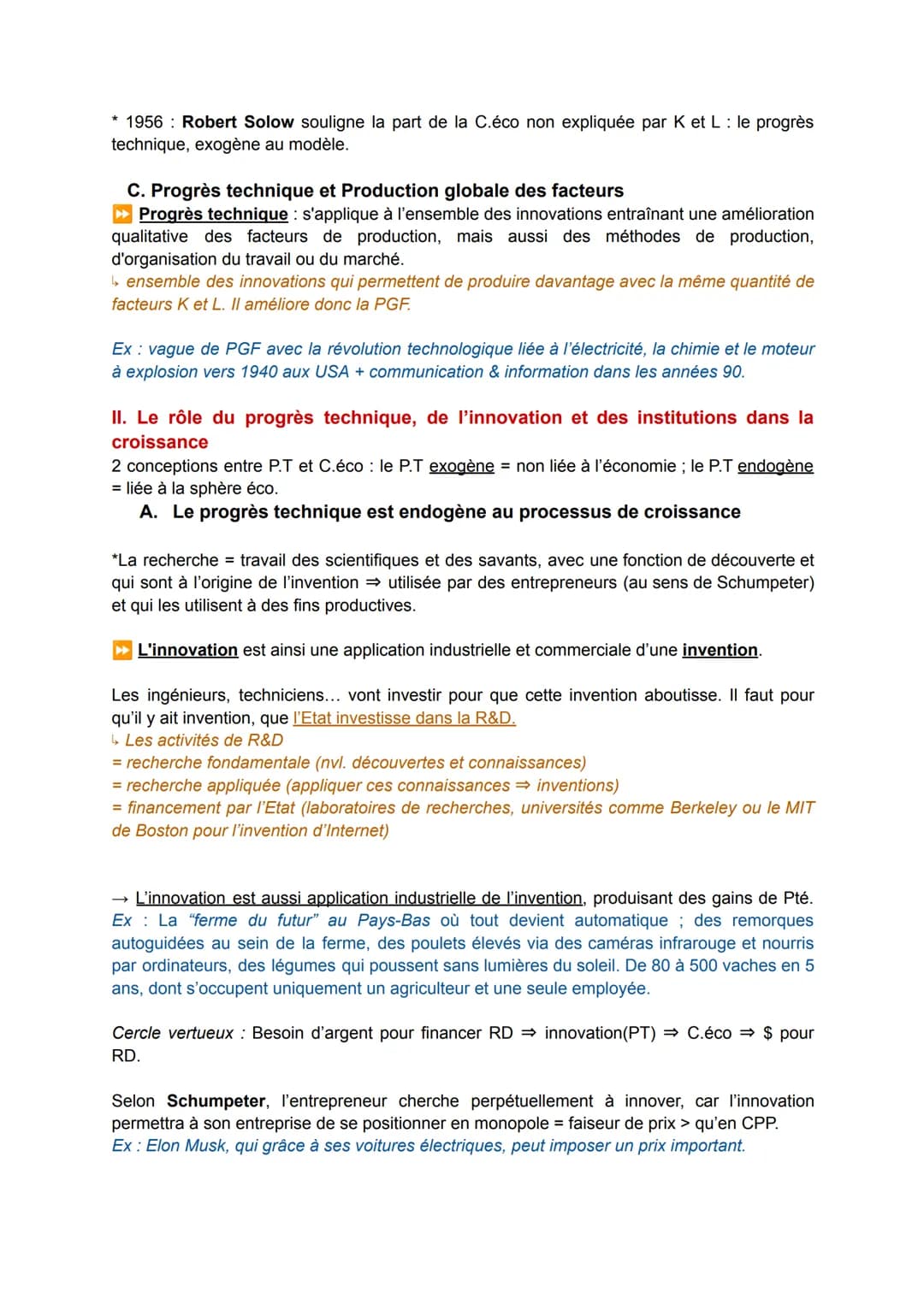CHAP 1 Éco : Quels sont les sources et les défis de la croissance économique ?
I. Les facteurs de la croissance économique :
A. Processus et