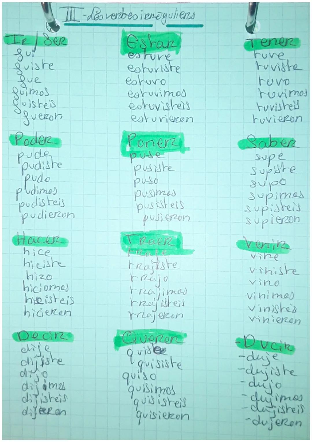 •EL Pretérito
On peut, dans le préterit espagnol, classer
verbe dans
verbes en -AR
les
trois categories: les
les verbes en -IR/-ER et
verbes