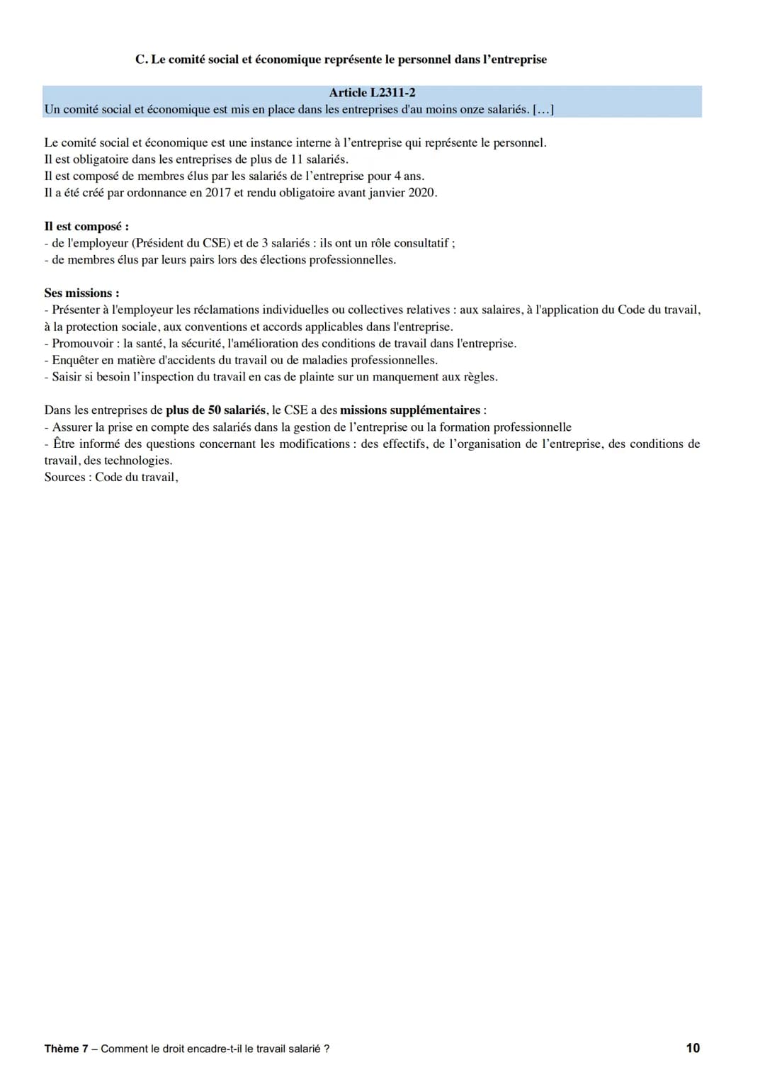 CHAPITRE 3: Le contrat de travail
Afin d'établir un cadre juridique aux rapports de travail entre un employeur et un salarié, les parties ré