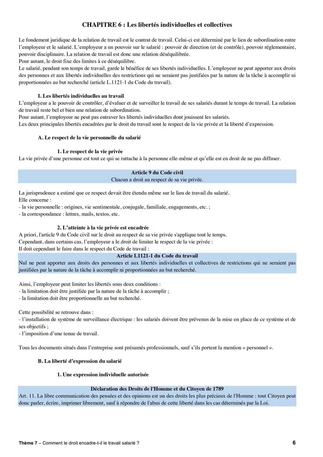 CHAPITRE 3: Le contrat de travail
Afin d'établir un cadre juridique aux rapports de travail entre un employeur et un salarié, les parties ré