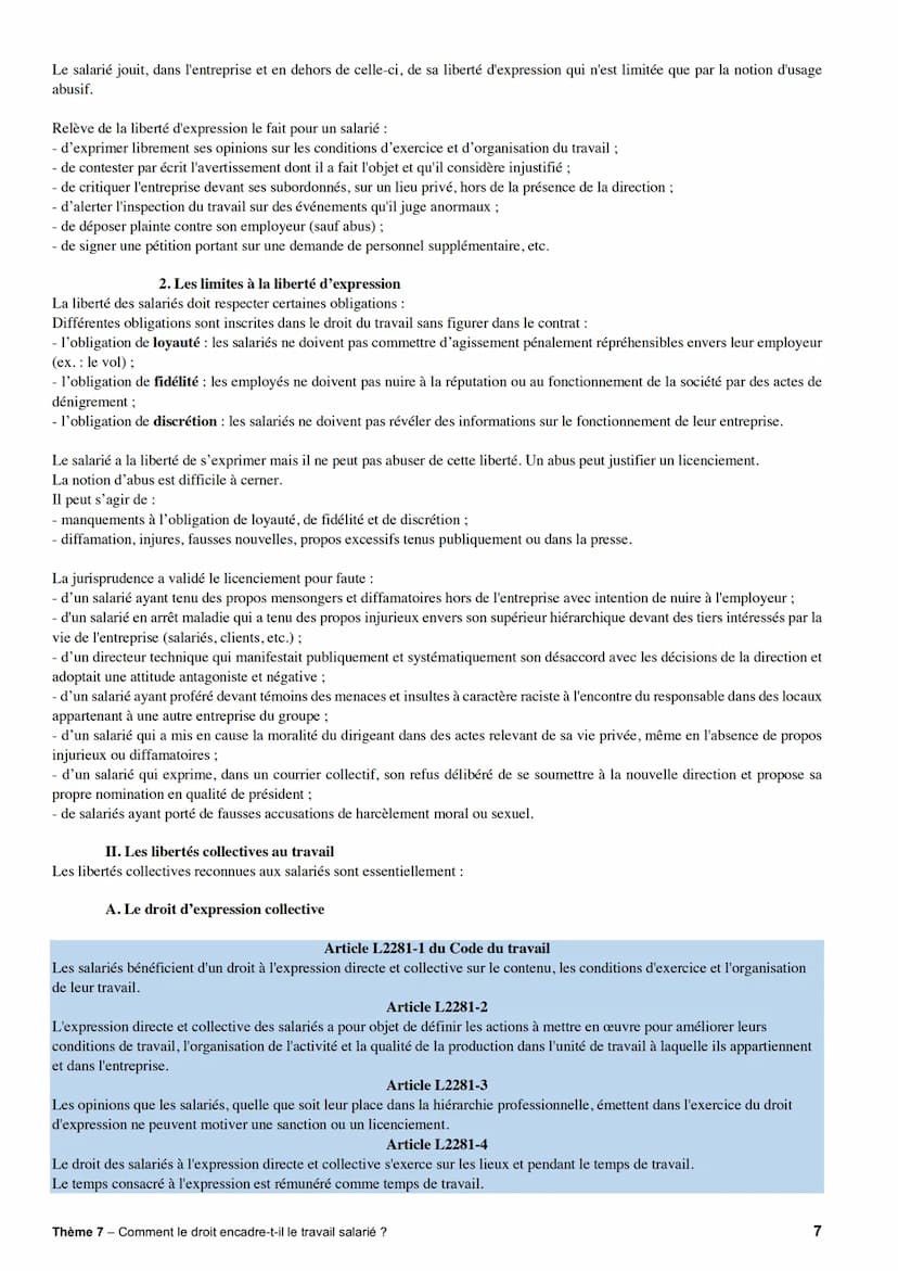 CHAPITRE 3: Le contrat de travail
Afin d'établir un cadre juridique aux rapports de travail entre un employeur et un salarié, les parties ré