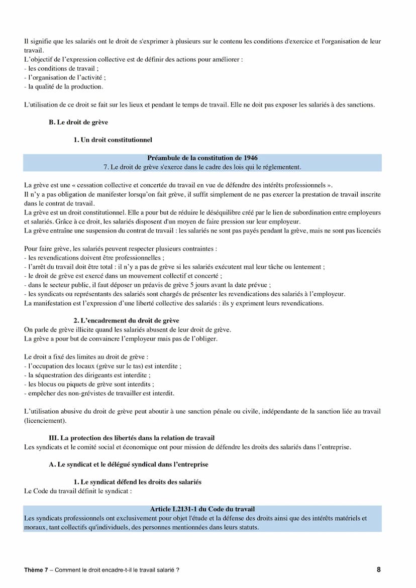 CHAPITRE 3: Le contrat de travail
Afin d'établir un cadre juridique aux rapports de travail entre un employeur et un salarié, les parties ré