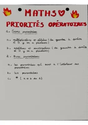 Know Fiche de maths sur les priorités opératoires  thumbnail