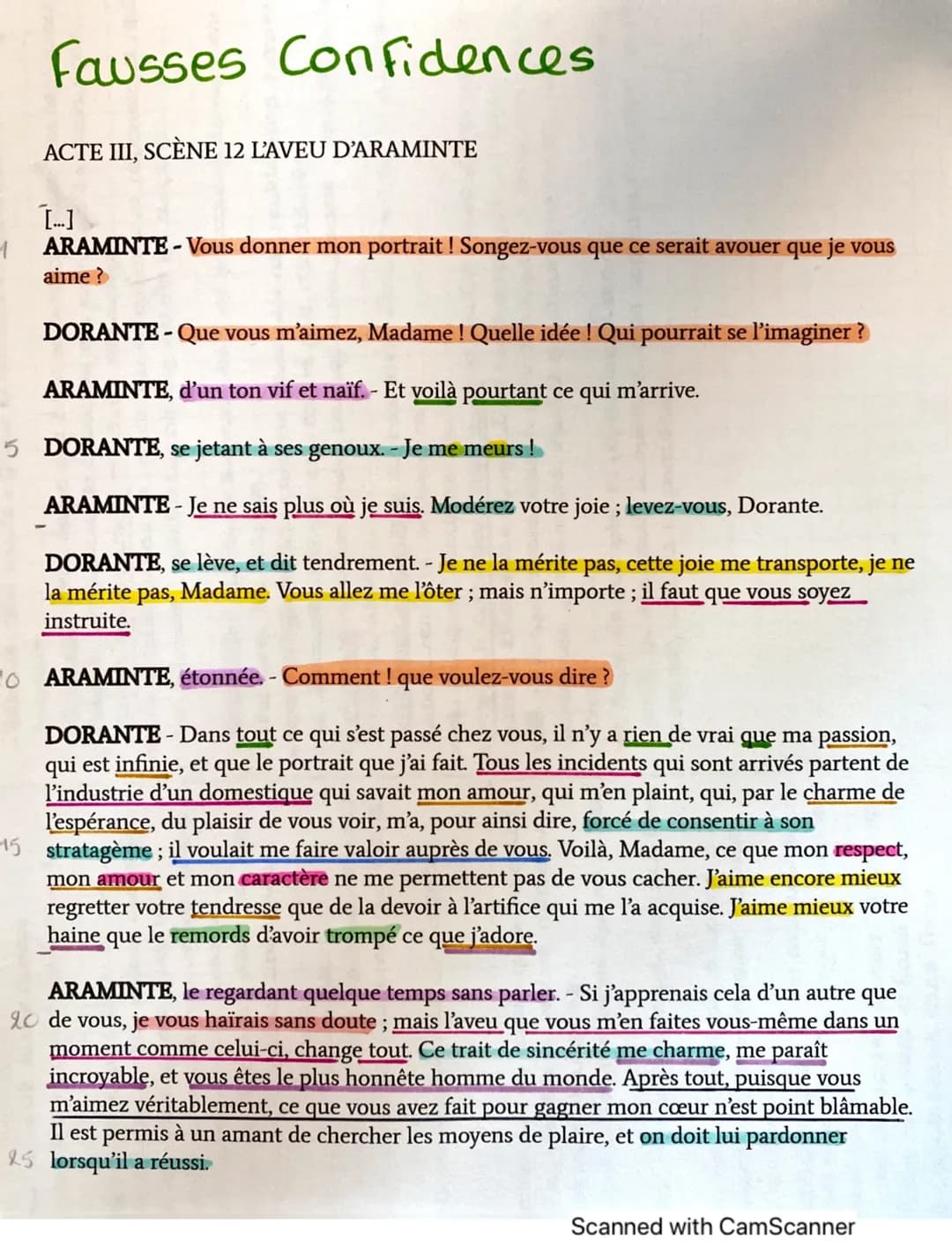 1
Fausses Confidences
ACTE III, SCÈNE 12 L'AVEU D'ARAMINTE
[…]
ARAMINTE-Vous donner mon portrait ! Songez-vous que ce serait avouer que je v
