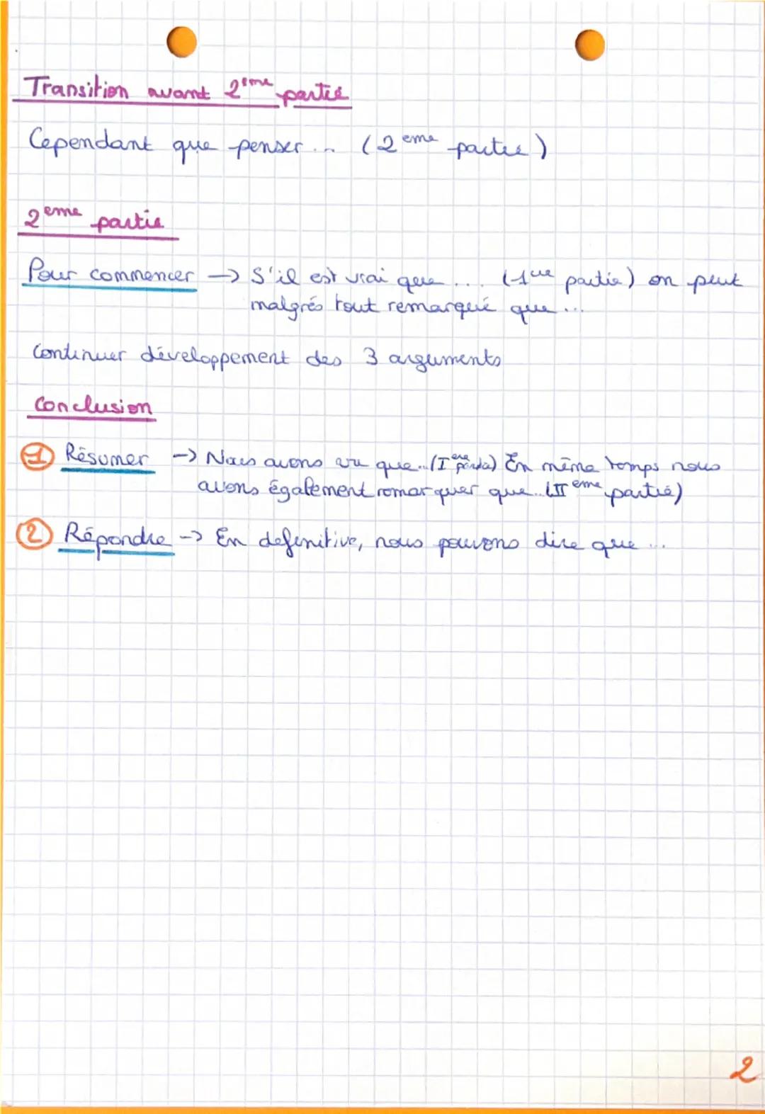 # Méthode Dissertation Philo

## Intro:

1. Pour commencer --> Je réponds
2. Il semble à première vue que...
3. Pourquoi ? --> En effet, -->
