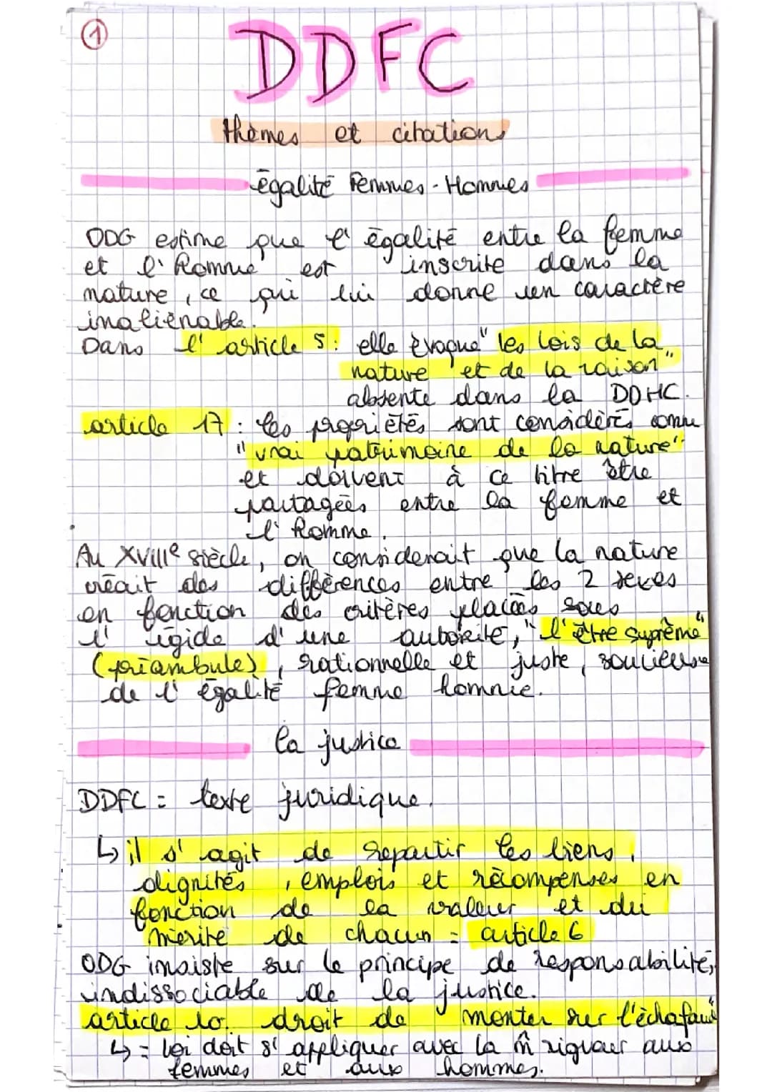 Fiche Bac DDFC Olympe de Gouges