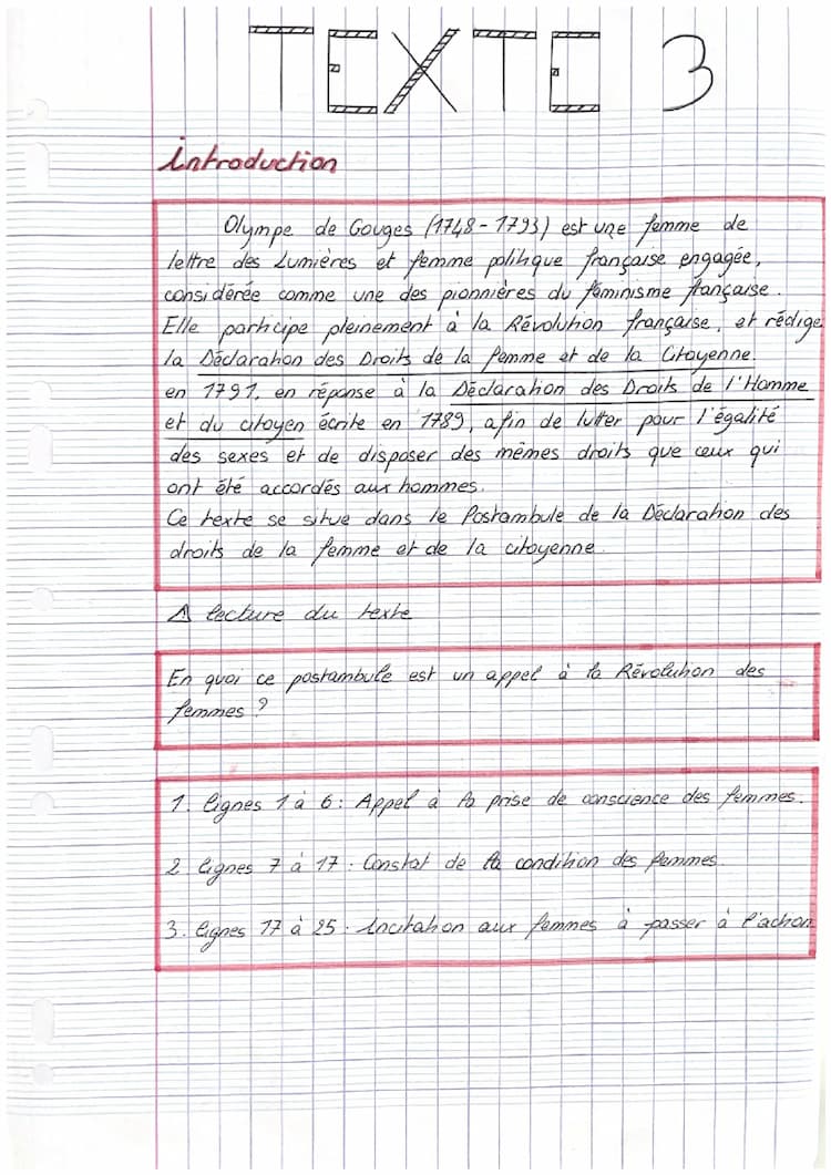 Know Analyse linéaire « Postambule » Olympe de Gouges  thumbnail