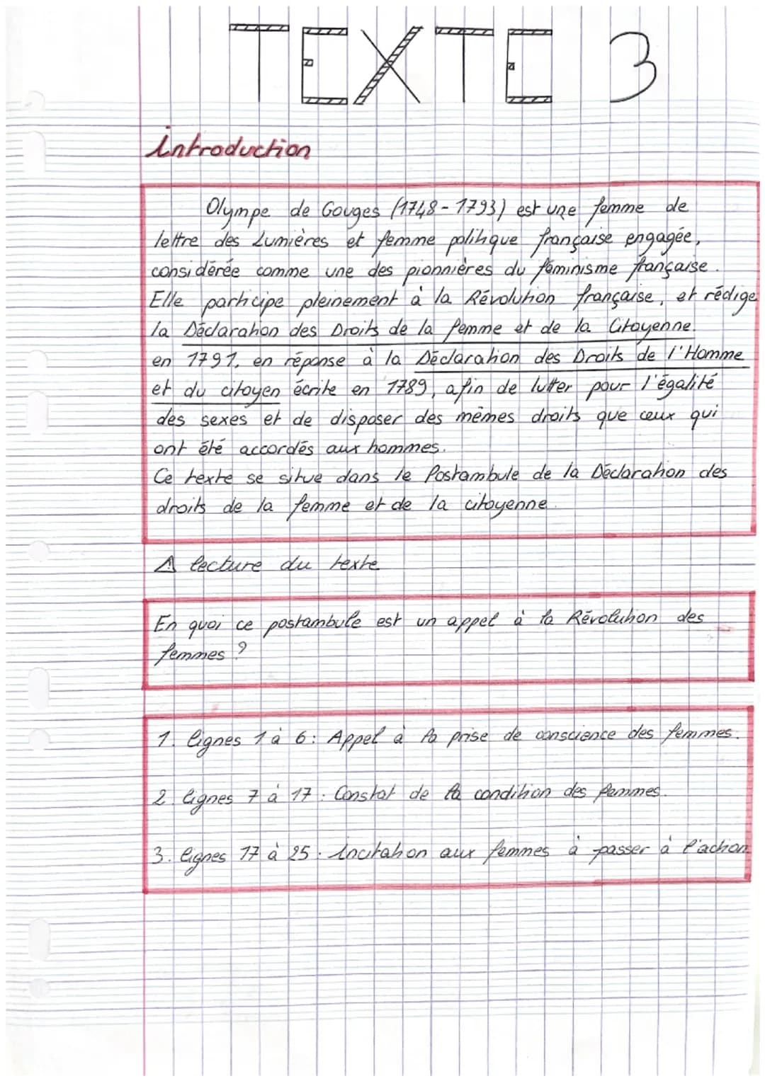 TEXTE B
Introduction
Olympe de Gouges (1748 - 1793) est une femme de
lettre des Lumières et femme politique française engagée,
considérée co