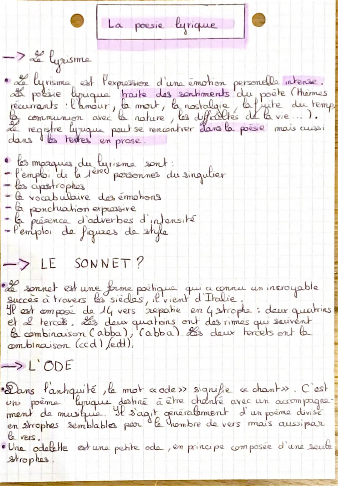 La poesie lyrique
-7.2 lyrisme
●
Le
lyrisima est Perpression d'une émotion personelle intense.
an polisie byrique traite des sentiments du p