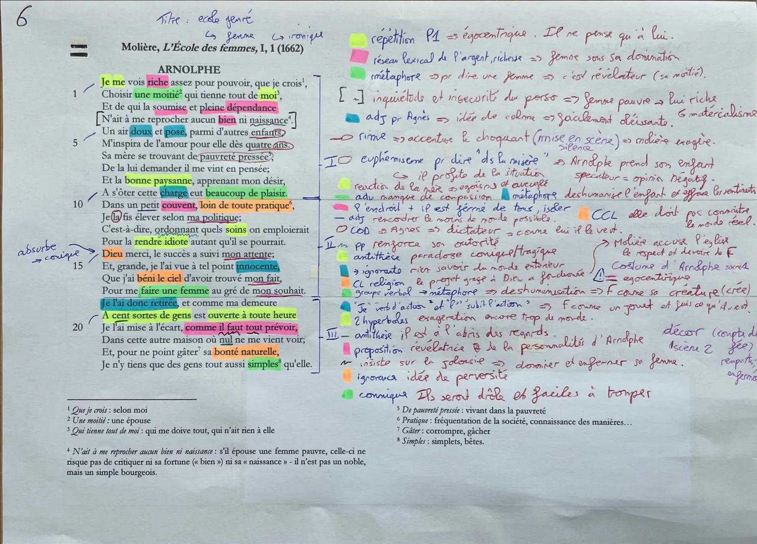 absorbe
->
1
5
10
corique
15
20
Titre: ecole genré
ц делже
Gronique
Molière, L'École des femmes, I, 1 (1662)
ARNOLPHE
Je me vois riche assez